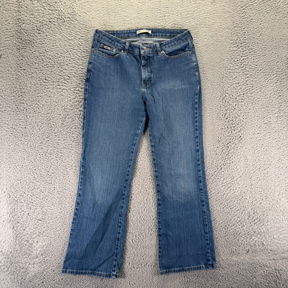 Lee Jeans Women's 12P Blue Cotton Denim Bootcut Faded Streetwear Travel Stretch